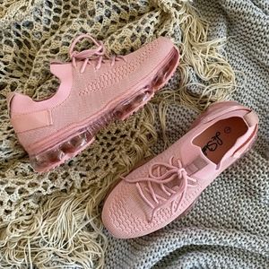 Size 9, Stretchy Knit Lace-Up Cushion Sock Sneakers